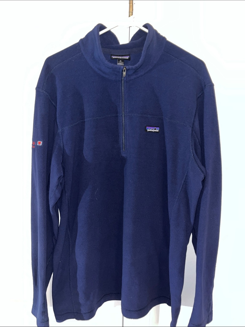 Thin Navy Blue Fleece Patagonia 1/4 Zipper Trail hiking Jacket sweatshirt XL